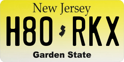 NJ license plate H80RKX