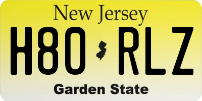 NJ license plate H80RLZ