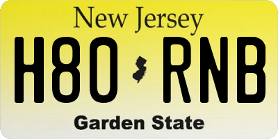 NJ license plate H80RNB