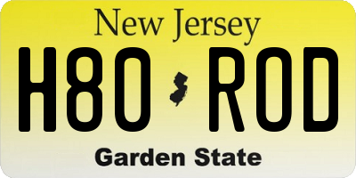 NJ license plate H80ROD