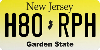 NJ license plate H80RPH