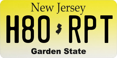 NJ license plate H80RPT