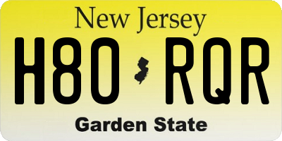 NJ license plate H80RQR