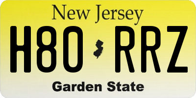 NJ license plate H80RRZ
