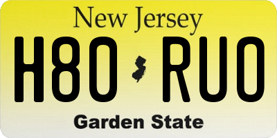 NJ license plate H80RUO