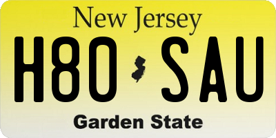 NJ license plate H80SAU