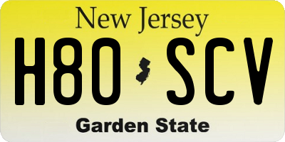 NJ license plate H80SCV