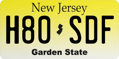 NJ license plate H80SDF