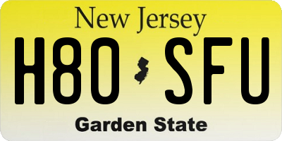NJ license plate H80SFU