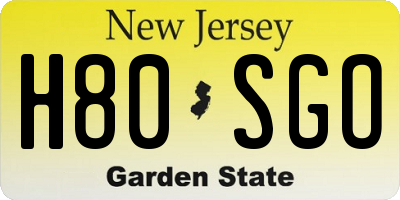 NJ license plate H80SGO
