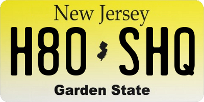 NJ license plate H80SHQ