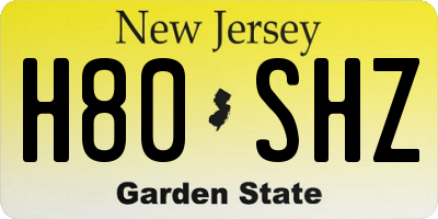 NJ license plate H80SHZ