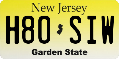 NJ license plate H80SIW