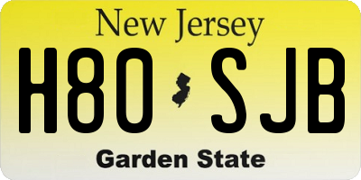NJ license plate H80SJB