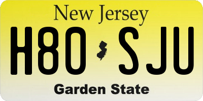 NJ license plate H80SJU