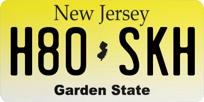 NJ license plate H80SKH