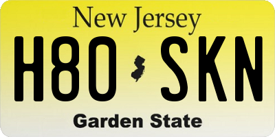 NJ license plate H80SKN