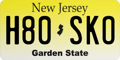 NJ license plate H80SKO