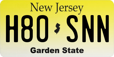 NJ license plate H80SNN