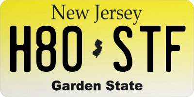 NJ license plate H80STF