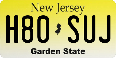 NJ license plate H80SUJ