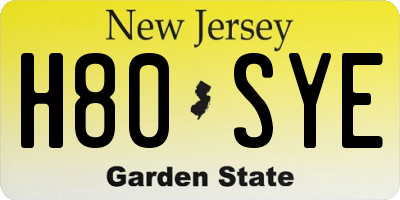 NJ license plate H80SYE