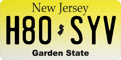 NJ license plate H80SYV