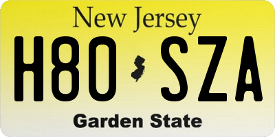 NJ license plate H80SZA