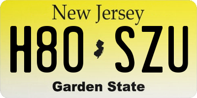 NJ license plate H80SZU