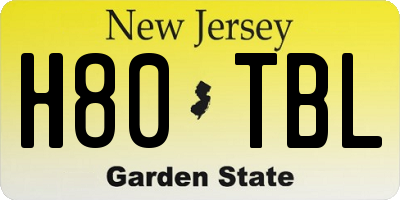 NJ license plate H80TBL