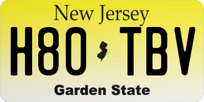 NJ license plate H80TBV