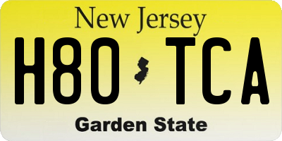 NJ license plate H80TCA