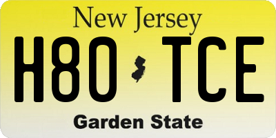 NJ license plate H80TCE