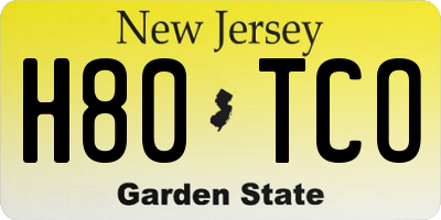 NJ license plate H80TCO