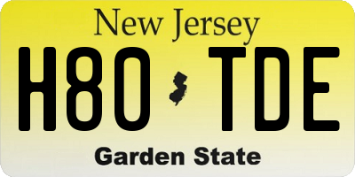 NJ license plate H80TDE