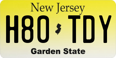 NJ license plate H80TDY