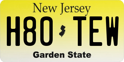 NJ license plate H80TEW