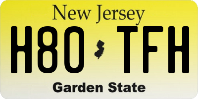 NJ license plate H80TFH