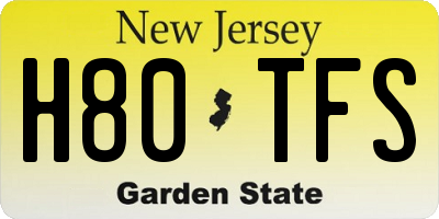 NJ license plate H80TFS