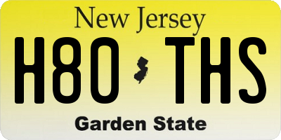NJ license plate H80THS