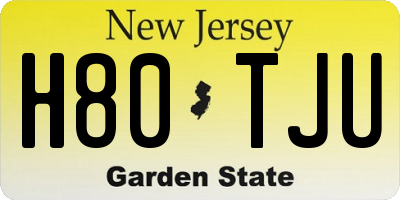 NJ license plate H80TJU