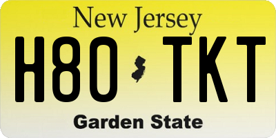 NJ license plate H80TKT