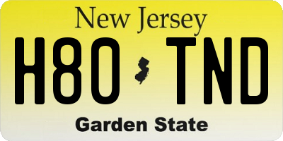 NJ license plate H80TND