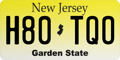 NJ license plate H80TQO