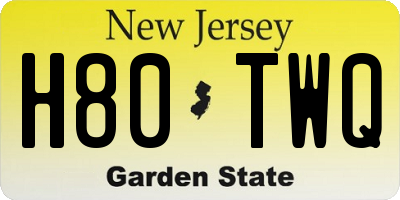 NJ license plate H80TWQ