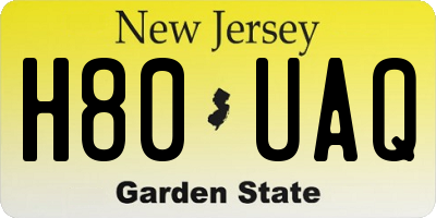 NJ license plate H80UAQ