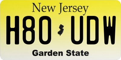 NJ license plate H80UDW