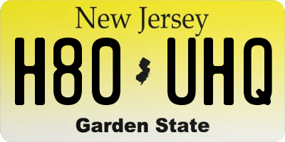 NJ license plate H80UHQ