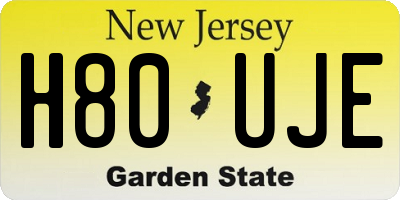 NJ license plate H80UJE