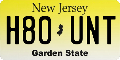 NJ license plate H80UNT